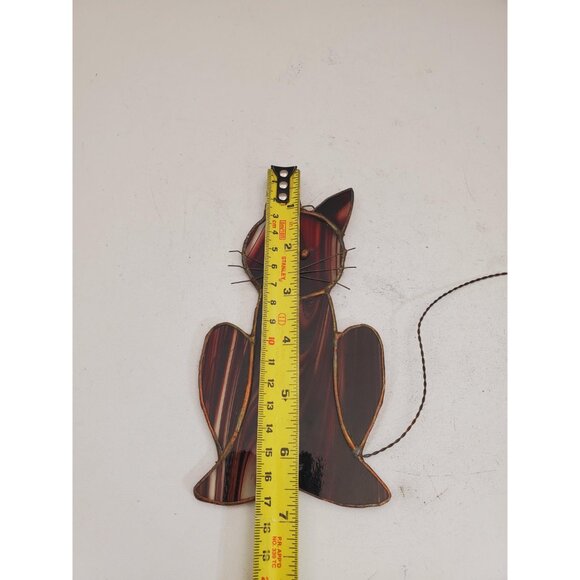 Dreamy Cat - Stained Glass handmade suncatcher, gorgeous maroon colour, cute, - Picture 8 of 10